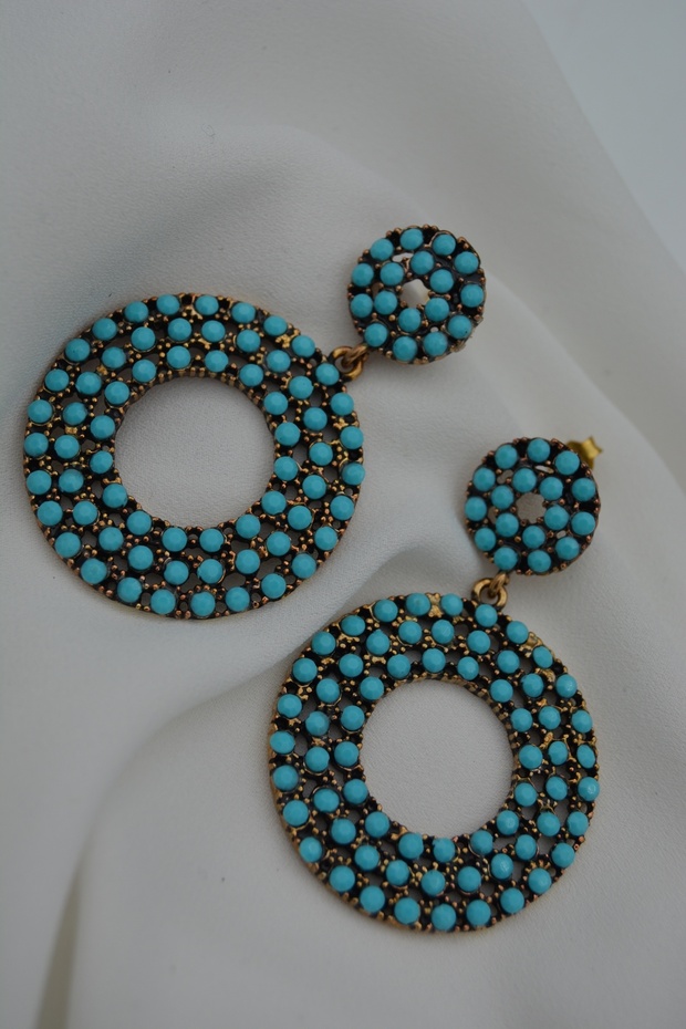 أقراط كبيرة من الحجر الفيروزي - 5