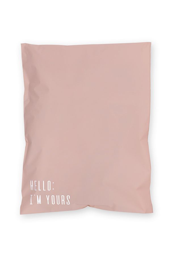 Renkli Kargo Poşeti - 35x45 Cm - Pembe - 50 Adet - 'hello I'm Yours' Baskılı - 1