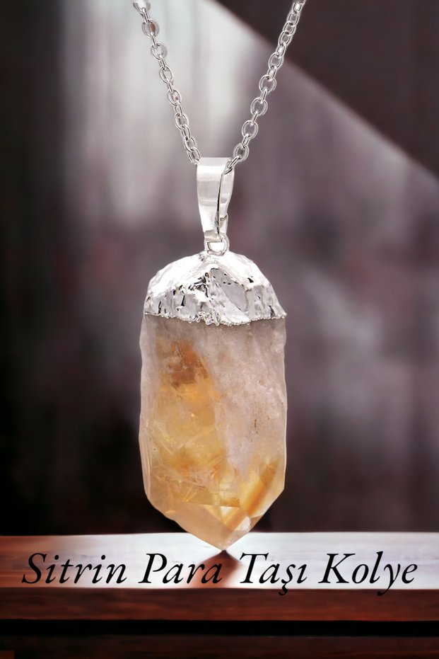 Citrine ( Money, Abundance, Prosperity ) Raw Natural Stone Necklace AA QUALITY