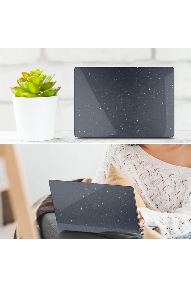Macbook Macbook Air M2 M3 M4 13.6" A2681 A3113 A3240 Simli Parlak Şeffaf Kılıf Kapak 360° Koruma - 3