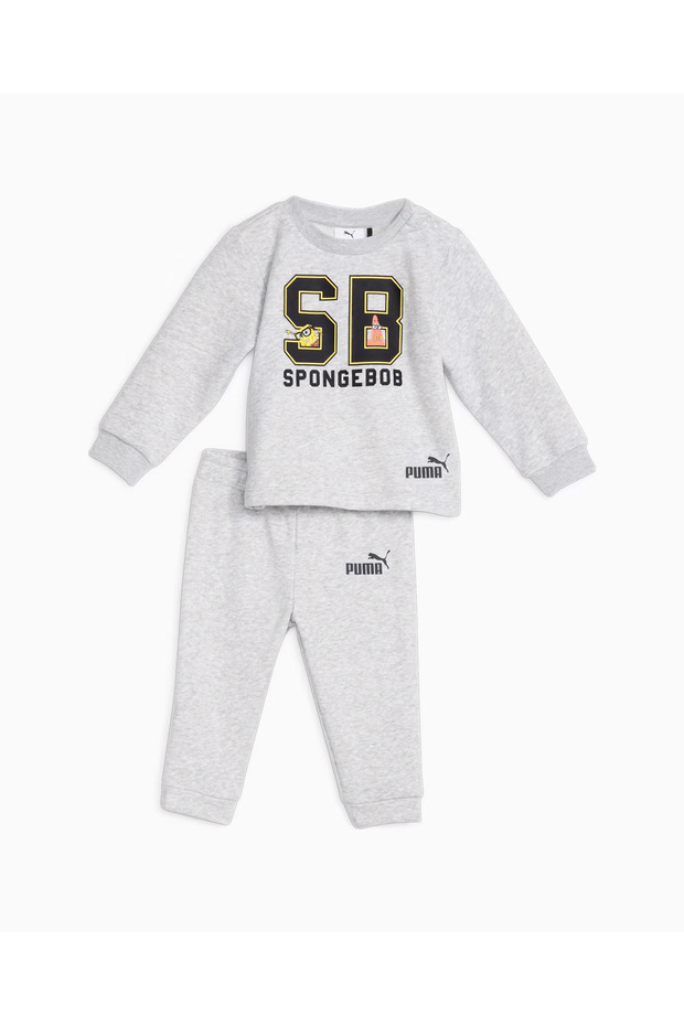 Düz Gri Bebek Eşofman Takımı 62221604 PUMA X SPONGEBOB Crew Jogg - 1
