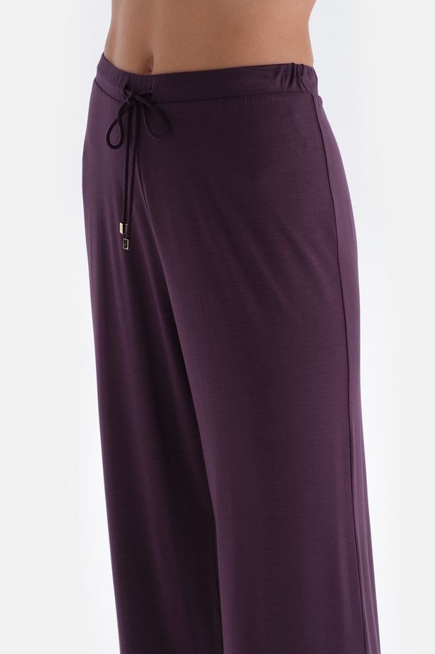 Mor Kayık Yaka Uzun Kollu Modal Pijama Takımı - 5