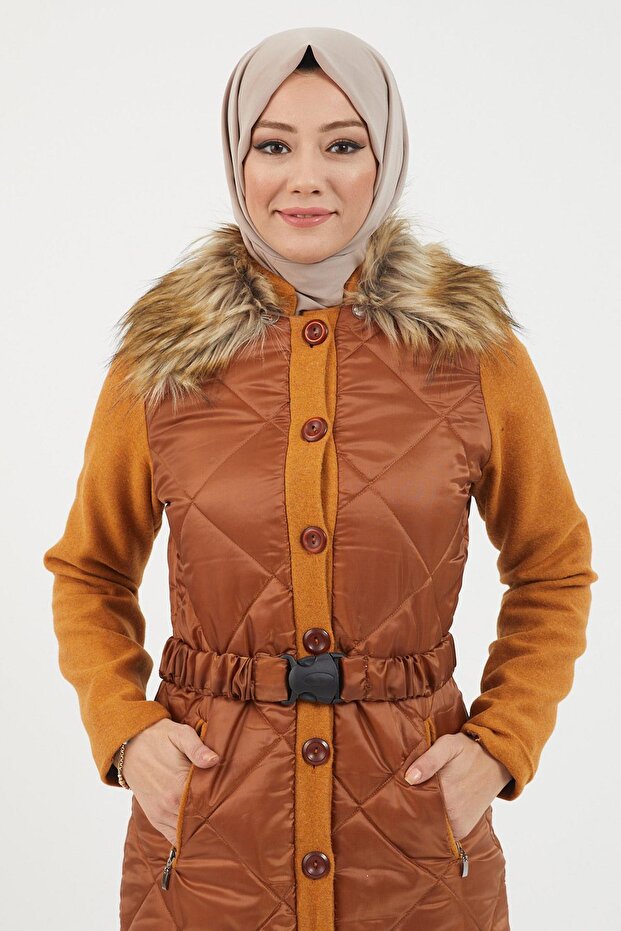 Düğmeli Kaşe Taba 2358 - 2