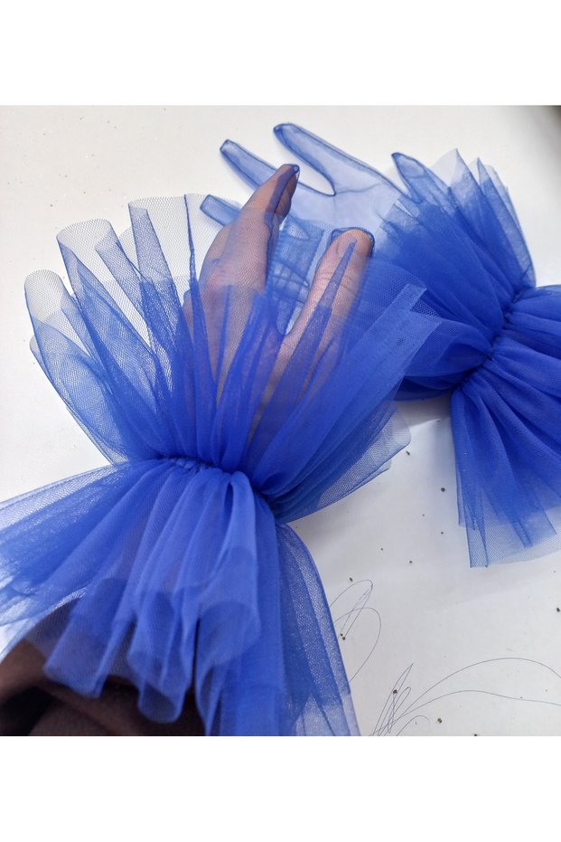 Dream evening dress bridal gloves Cobalt blue