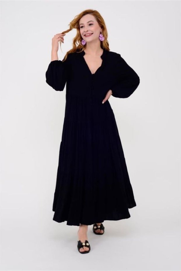 WOMEN'S BUTTON DETAIL LONG DRESS
