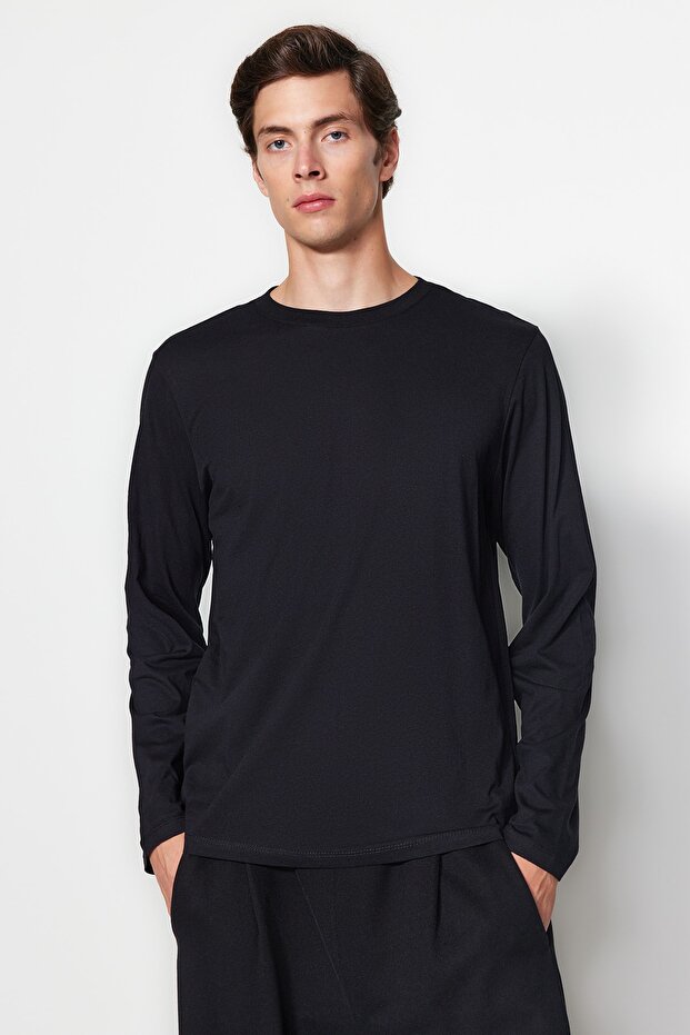 Czarny-granatowy-antracytowy Regularny/normalny krój 3-pak Basic 100% bawełna T-shirt TMNAW21TS0197 - 5