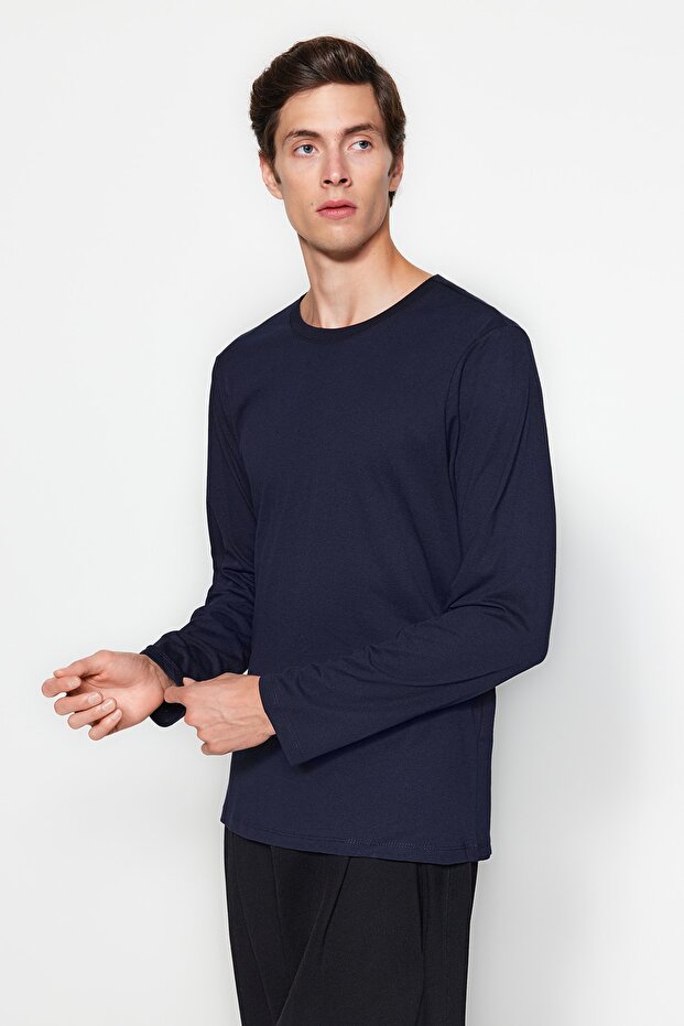 Czarny-granatowy-antracytowy Regularny/normalny krój 3-pak Basic 100% bawełna T-shirt TMNAW21TS0197 - 11