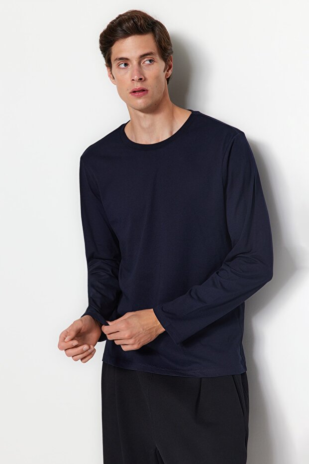 Czarny-granatowy-antracytowy Regularny/normalny krój 3-pak Basic 100% bawełna T-shirt TMNAW21TS0197 - 15