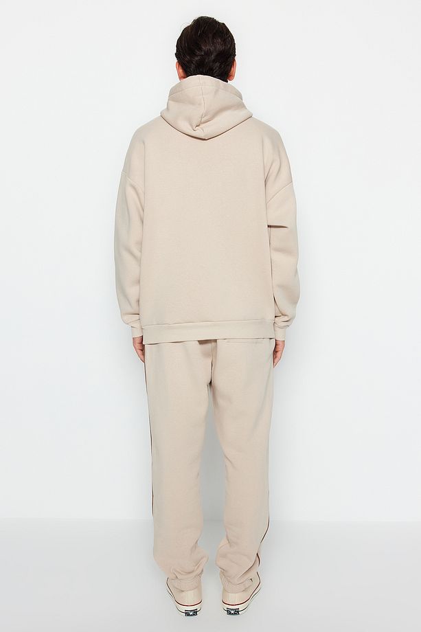 Taş Oversize/Geniş Kesim Kapüşonlu Nakışlı Sıcak Tutan Sweatshirt Eşofman Takım TMNAW24EM00000 - 4