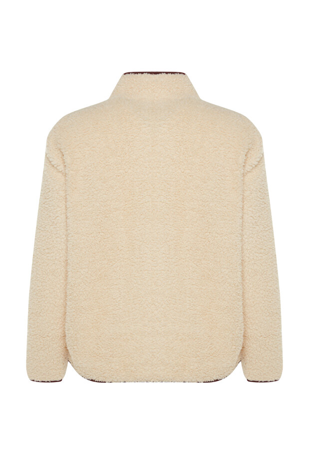 Ekru Peluş Örme Spor Sweatshirt THMAW23SW00021 - 9