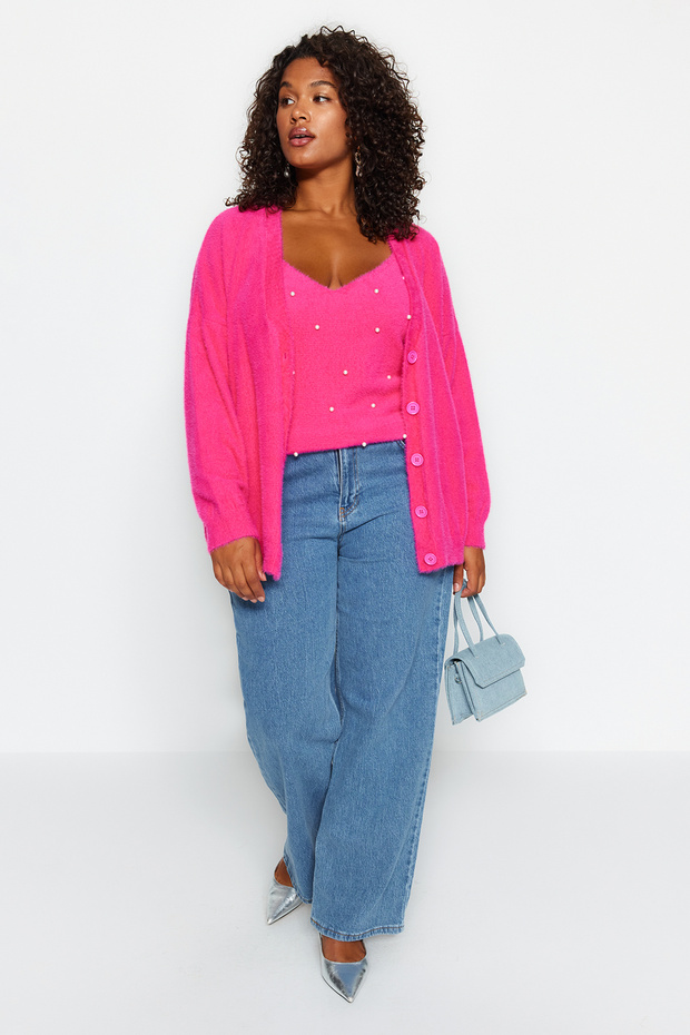 Różowy, kamienny, szczegółowy zestaw bluzek i kardiganów TBBAW24AV00010 - 1