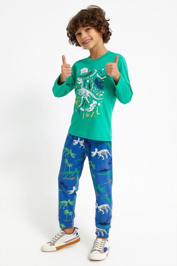 Rolypoly Dinosaur Kiwi Green Boys' Bermuda Suit