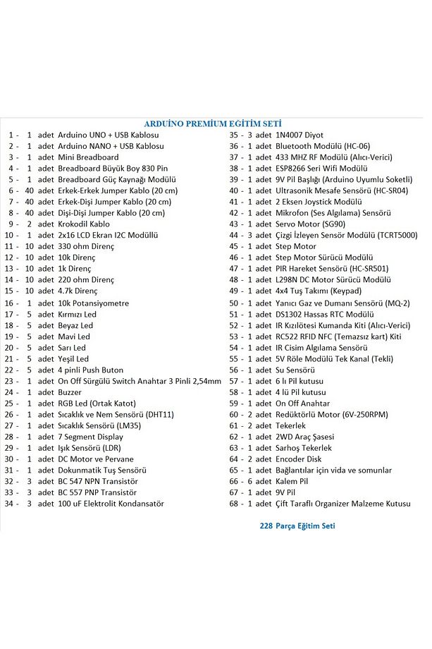 ARDUİNO PREMİUM EĞİTİM SETİ - 2