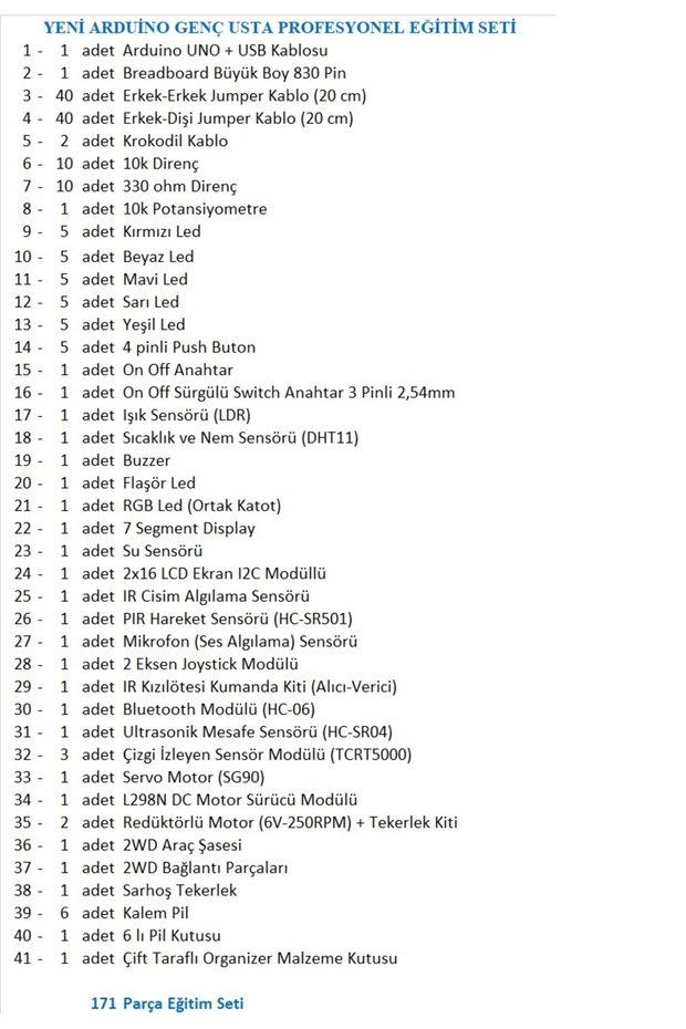 ARDUİNO GENÇ USTA PROFESYONEL EĞİTİM SETİ - 2