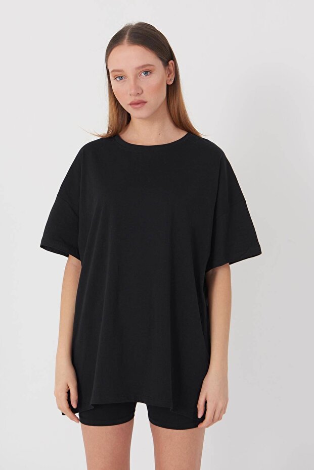 Kısa Kollu Oversize Basic T-shirt P0337-t11y3 - 1