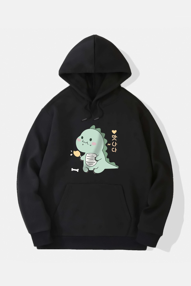 Dinazor Baskılı Kapüşonlu Sweatshirt - 1