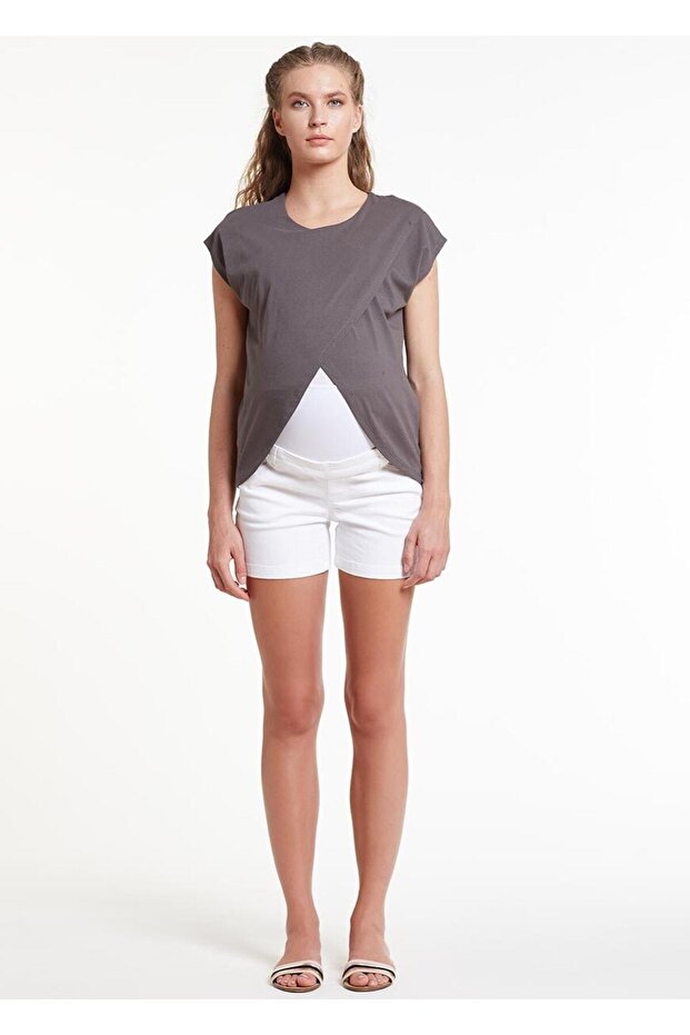 Beyaz Hamile Şortu Tess - 1