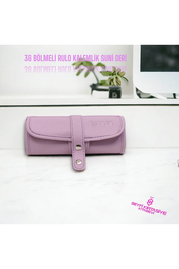 RULO KALEMLİK 36 BÖLMELİ SUNİ DERİ LİLA - 2