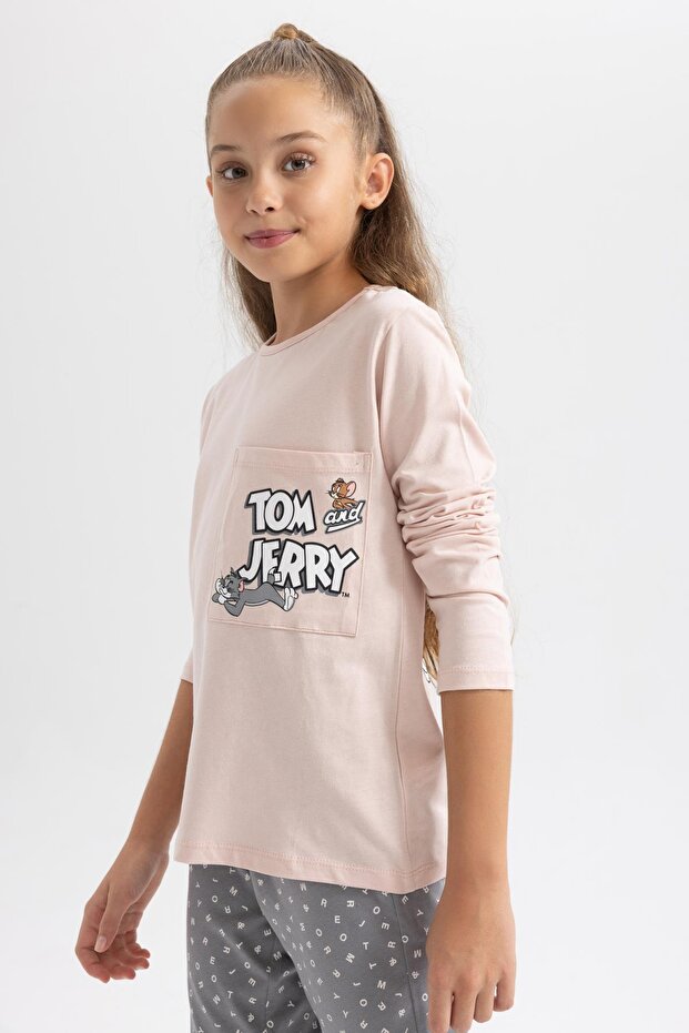 Kız Çocuk Tom & Jerry Uzun Kollu Pijama Takımı - 4