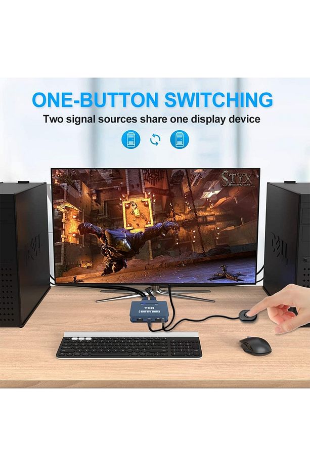 4732 Hdmi Kvm Switch 2 Port Usb 2 PC Tek Kasa Klavye Mouse Kontrol Çoklayıcı - 4