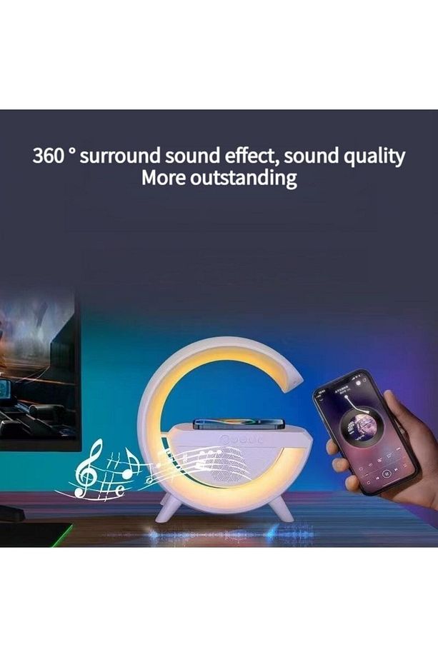 Kablosuz Şarj Özellikli Masa Lambası Gece Lambası 3-in1 Gökkuşağı Model Bluetooth Hoparlör Özellikl - 3