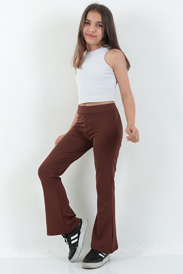 Kız Çocuk Yüksek Bel İspanyol Paça Pantolon - 4