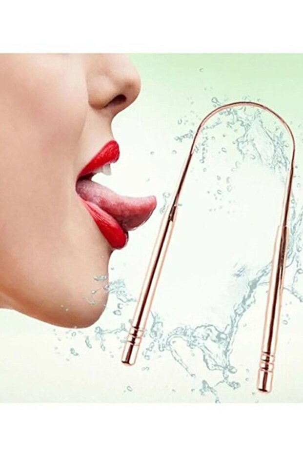 Hijyenik Dil Kazıyıcı Temizleme Dil Sıyırıcı Dil Temizleyici Bakır Hilal - 1