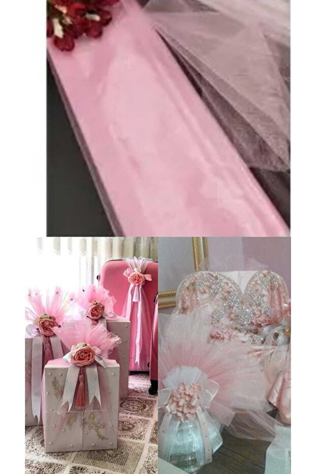 Baby Pink Decoration Tulle, Bundle Dowry Tray Suitcase Door Birthday Decoration Tulle Width 72 cm Length 3 Meters