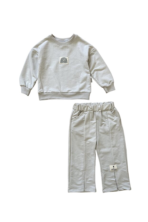 Rainbow Embroidered Stone Girl's Tracksuit Set