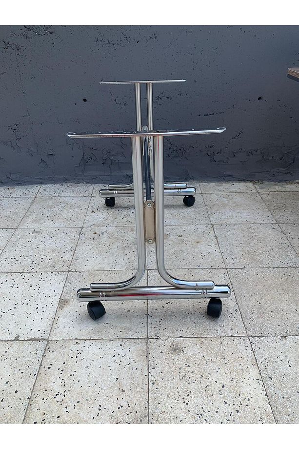Tekerlekli Nikelajlı Sehpa Ayağı, Ayak, Masa Ayağı, Tekerlekli Masa Ayağı, 59cm Masa Ayağı - 4