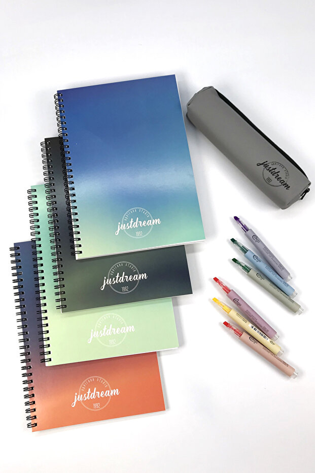 Mega School Set | 4 New Generation Notebooks | 6 Highlighters | 1 Fiber Pen Holder