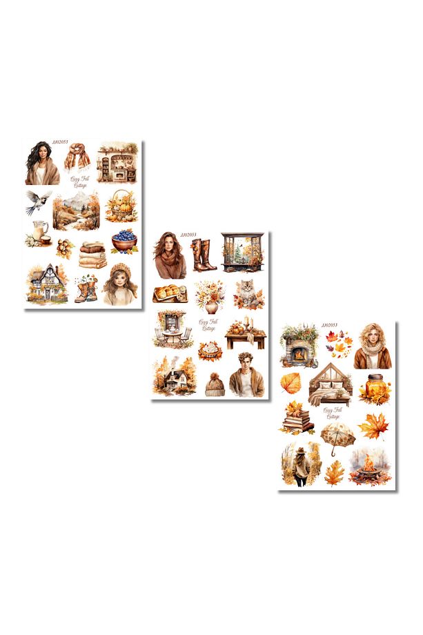 Cozy Fall Cottage 3 Adet Sayfa Şeffaf Sticker Seti ( Bullet Journal Ve Ajandalar İçin İdealdir) - 2