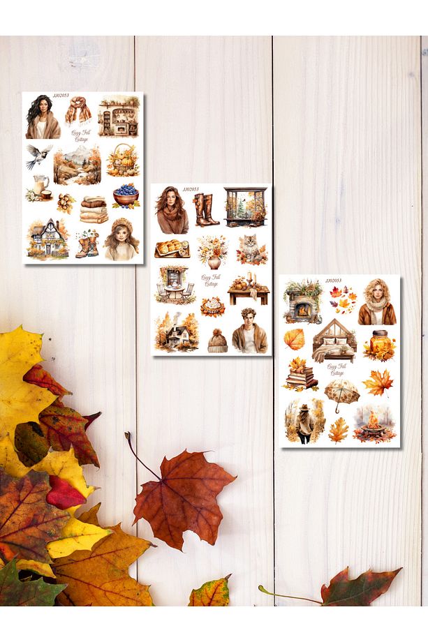 Cozy Fall Cottage 3 Adet Sayfa Şeffaf Sticker Seti ( Bullet Journal Ve Ajandalar İçin İdealdir) - 1