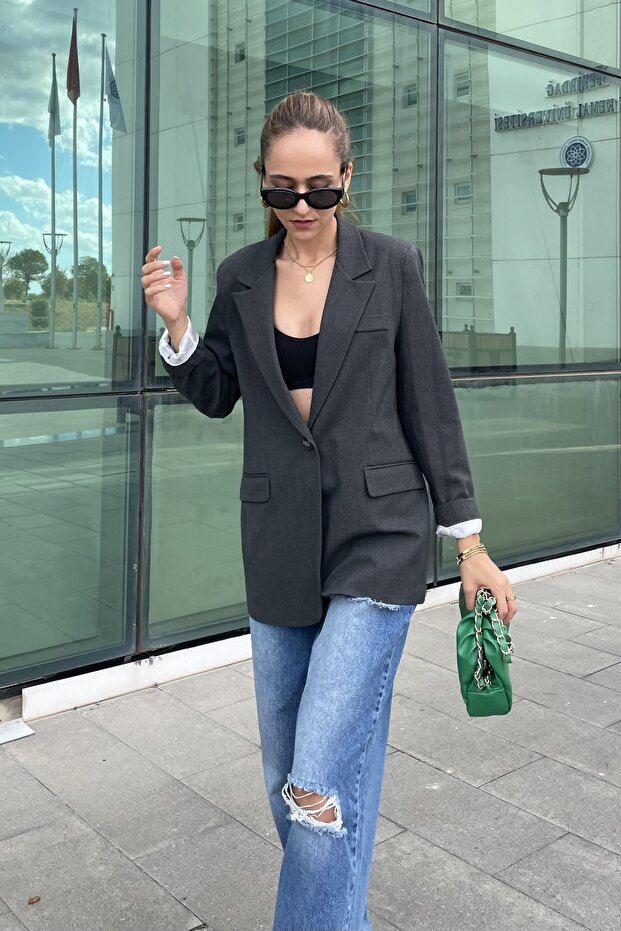 Design Printed Lined Blazer Jacket - 1