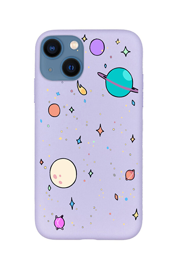 iPhone 13 Compatible Planet Pattern Premium Silicone Phone Case - 1