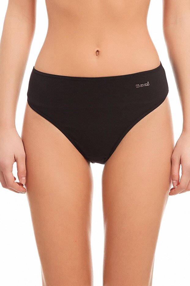 Kadın Siyah Basic 2'li Slip Külot Pamuklu - 2