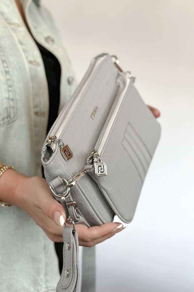 S5 Medium Size 3-compartment 2-pack Crossbody Women's Shoulder Bag 4100 gray