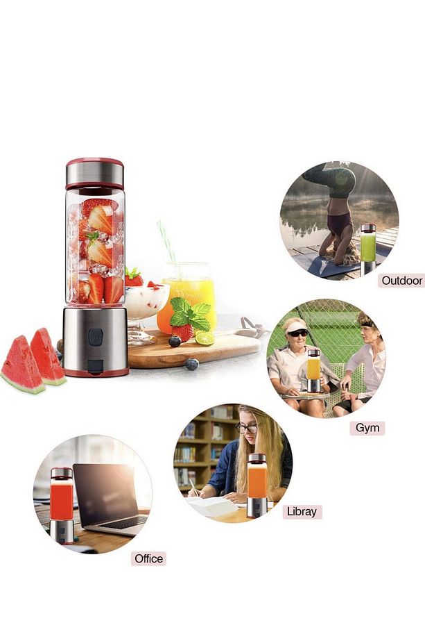 USB şarj edilebilir Blender kişisel 380ml cam yüzlü Blender sıkacağı küçük taşınabilir Blender - 6