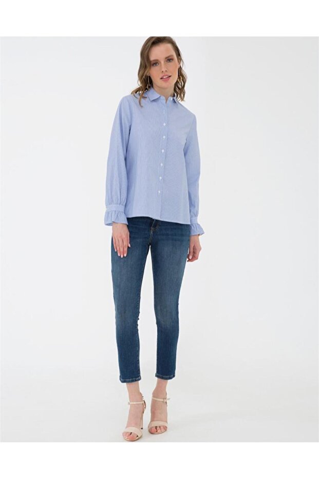 Kadın Uzun Kollu Basic Gömlek - 3