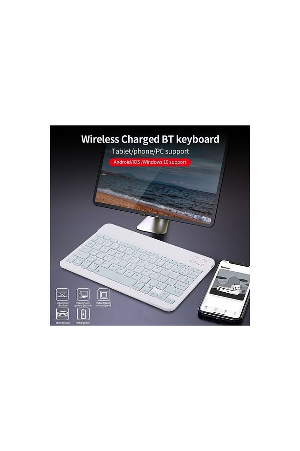 Kablosuz Klavye Telefon Tablet Bilgisayar İçin Bluetooth Klavye Süper İnce Klavye Mac AndroidWindows - 7