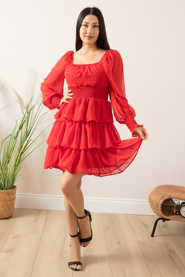 Kat Kat Volanlı Şifon Elbise 793-2831 - 3