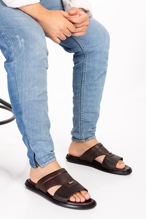 Men's Genuine Leather Daily Classic Slippers Esm.017