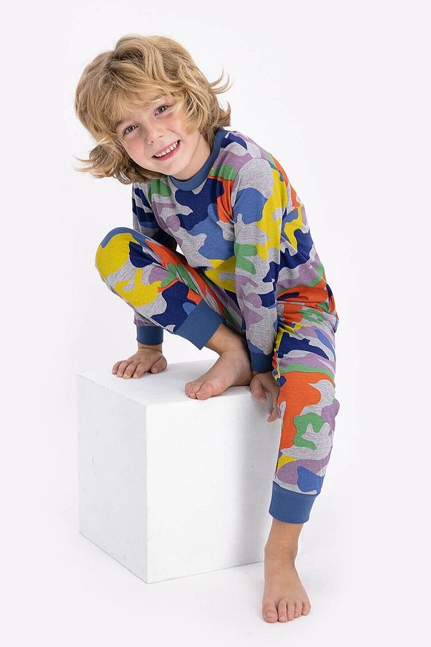 Rolypoly Colorful Soldier Pattern Grimelanj Genç Unisex Uzun Kol Pijama Takımı - 1