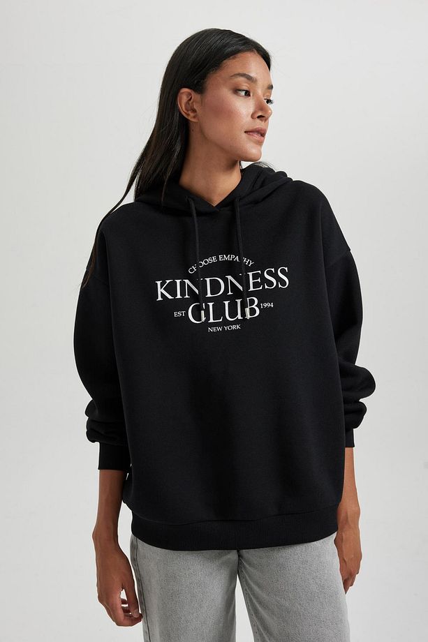 Oversize Fit Kapüşonlu Kalın Sweatshirt - 4