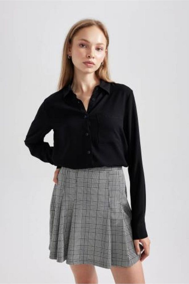 Regular Fit Basic Düz Düğmeli Uzun Kollu Gömlek N2518az23au - 4
