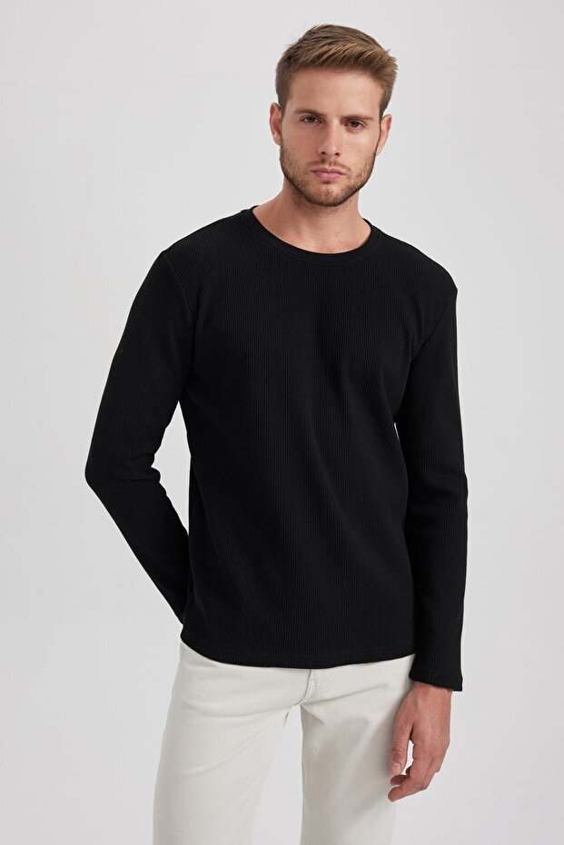 Slim Fit Crew Neck Basic Long Sleeve T-Shirt
