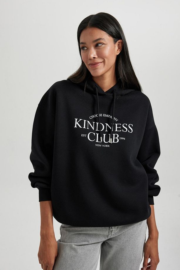 Oversize Fit Kapüşonlu Kalın Sweatshirt - 3