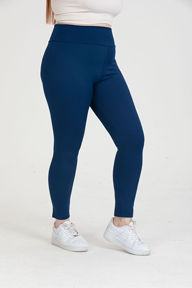 TİGERSS women's plus size high waist elasticated ribbed tights