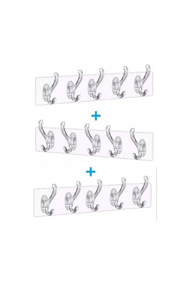 3 Pieces of 5 Transparent Hanger Wall Hanger Non-Marking Strong Adhesive Bathroom Kitchen Towel Hook