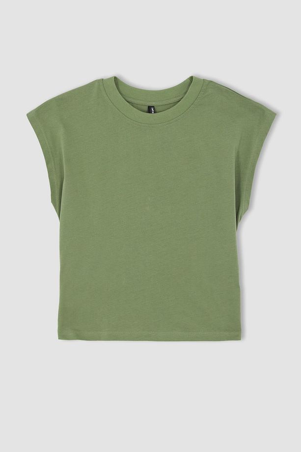 Regular Fit Bisiklet Yaka Basic Yarasa Kollu %100 Pamuk Tişört - 7